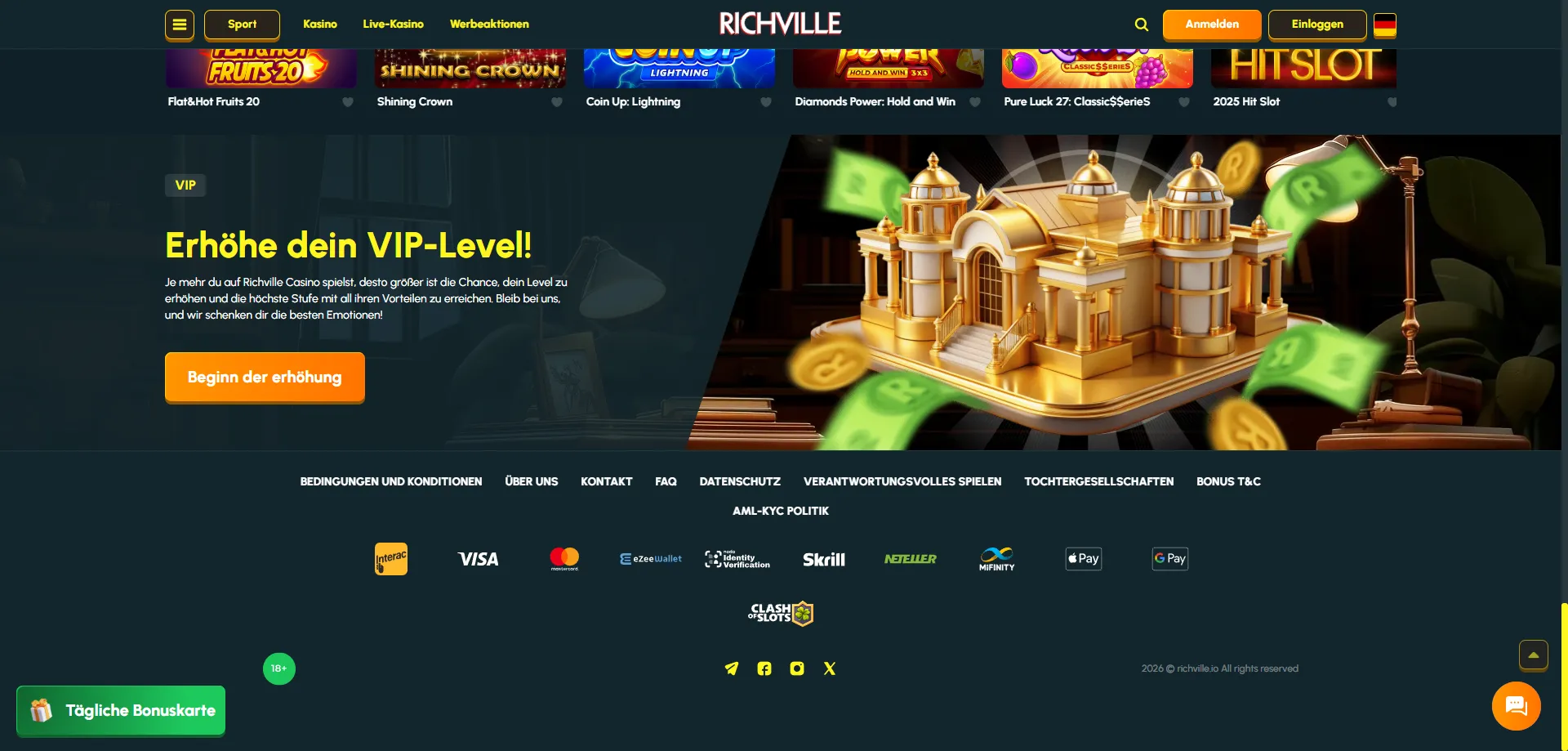 Richville Casino Zahlungsmethoden &ndash; Ein- und Auszahlungen in &Ouml;sterreich