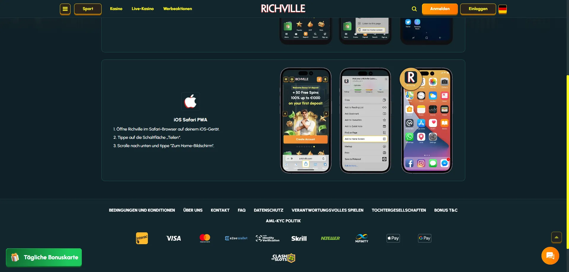 Richville Casino App &ndash; Mobile Nutzung und Browser-Version f&uuml;r AT