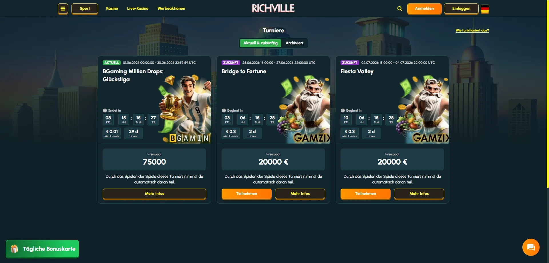 Richville Casino Sportwetten &ndash; Live-Betting und Esports in &Ouml;sterreich