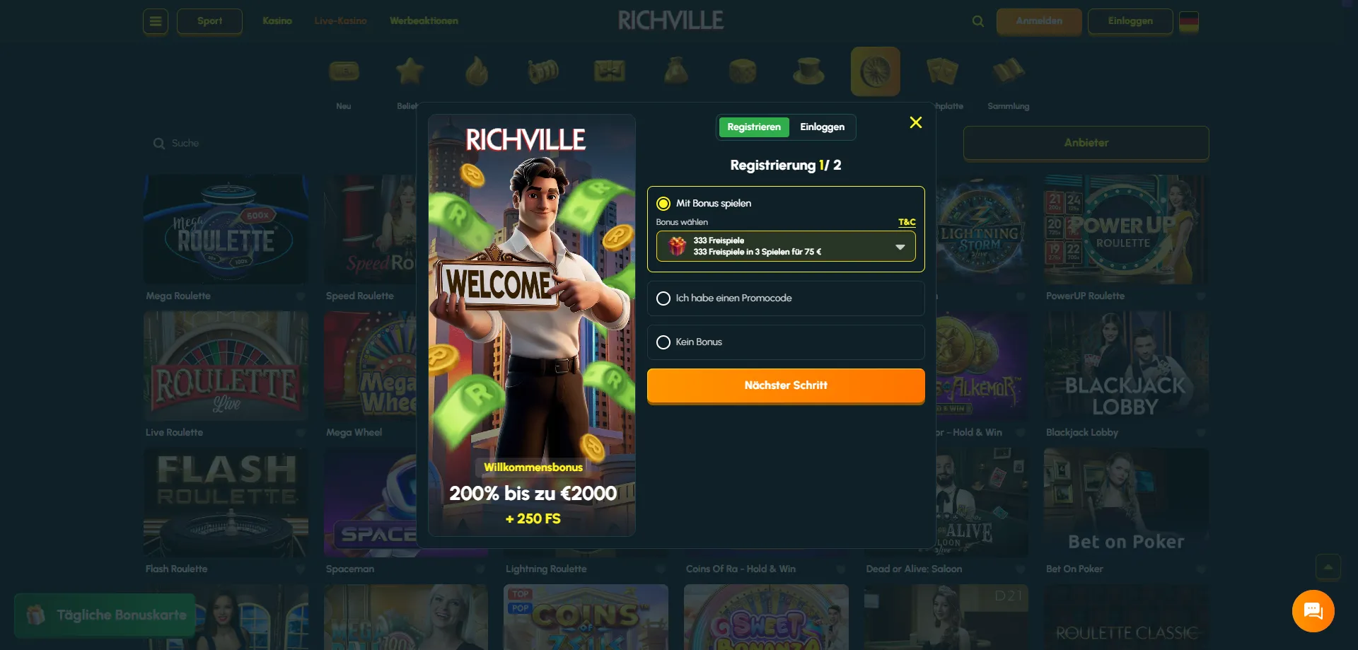Richville Casino Registrierung &ndash; Konto erstellen in &Ouml;sterreich